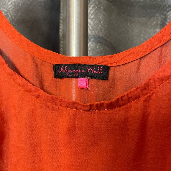 Burnt Orange Sleeveless Top - Maggie Walt Design - Side zipper - semi sheer - Picture 4 of 7